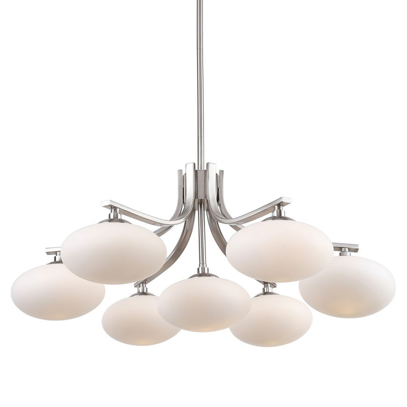 Люстра с овальными белыми плафонами Mushrooms Lamp Никель Белый в Орле | Loft Concept 