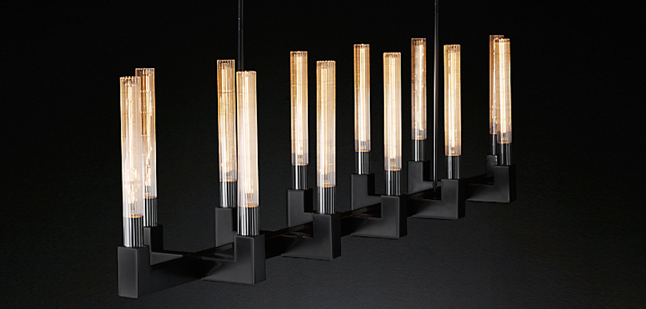 Люстра RH CANELLE Linear Chandelier 12 Modern Black Люстра RH CANELLE Linear Chandelier 12 Modern Black - Loft-Concept в Орле