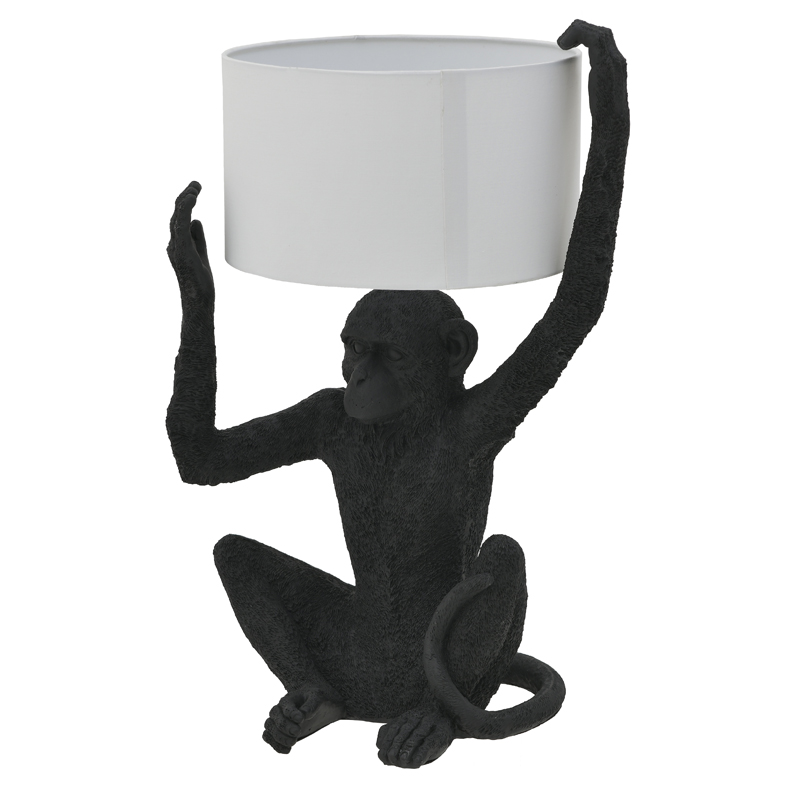 Настольная лампа Black Monkey Holding Lampshade Черный Белый Настольная лампа Black Monkey Holding Lampshade Черный Белый в Орле | Loft Concept