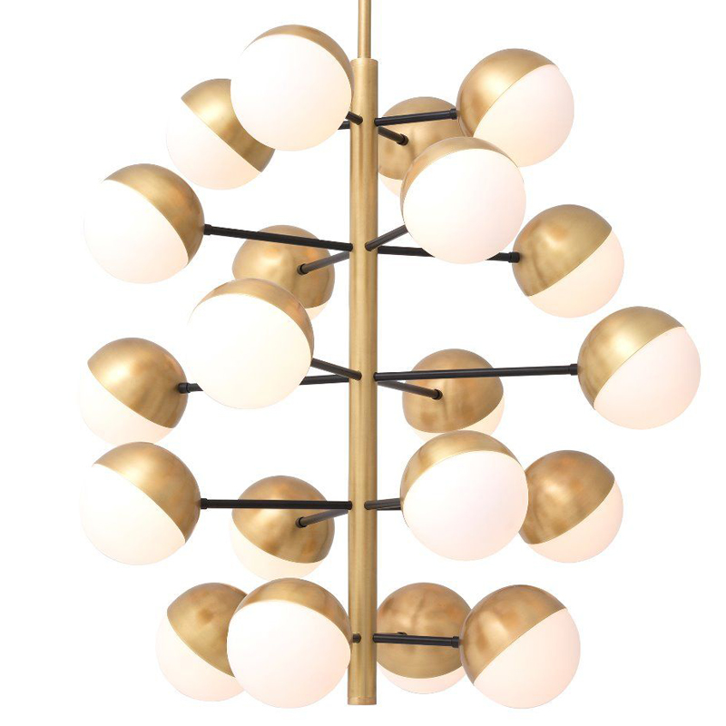 Люстра Eichholtz Chandelier Cona L Латунь Античная полированная Белое матовое стекло Черный Люстра Eichholtz Chandelier Cona L Латунь Античная полированная Белое матовое стекло Черный в Орле | Loft Concept