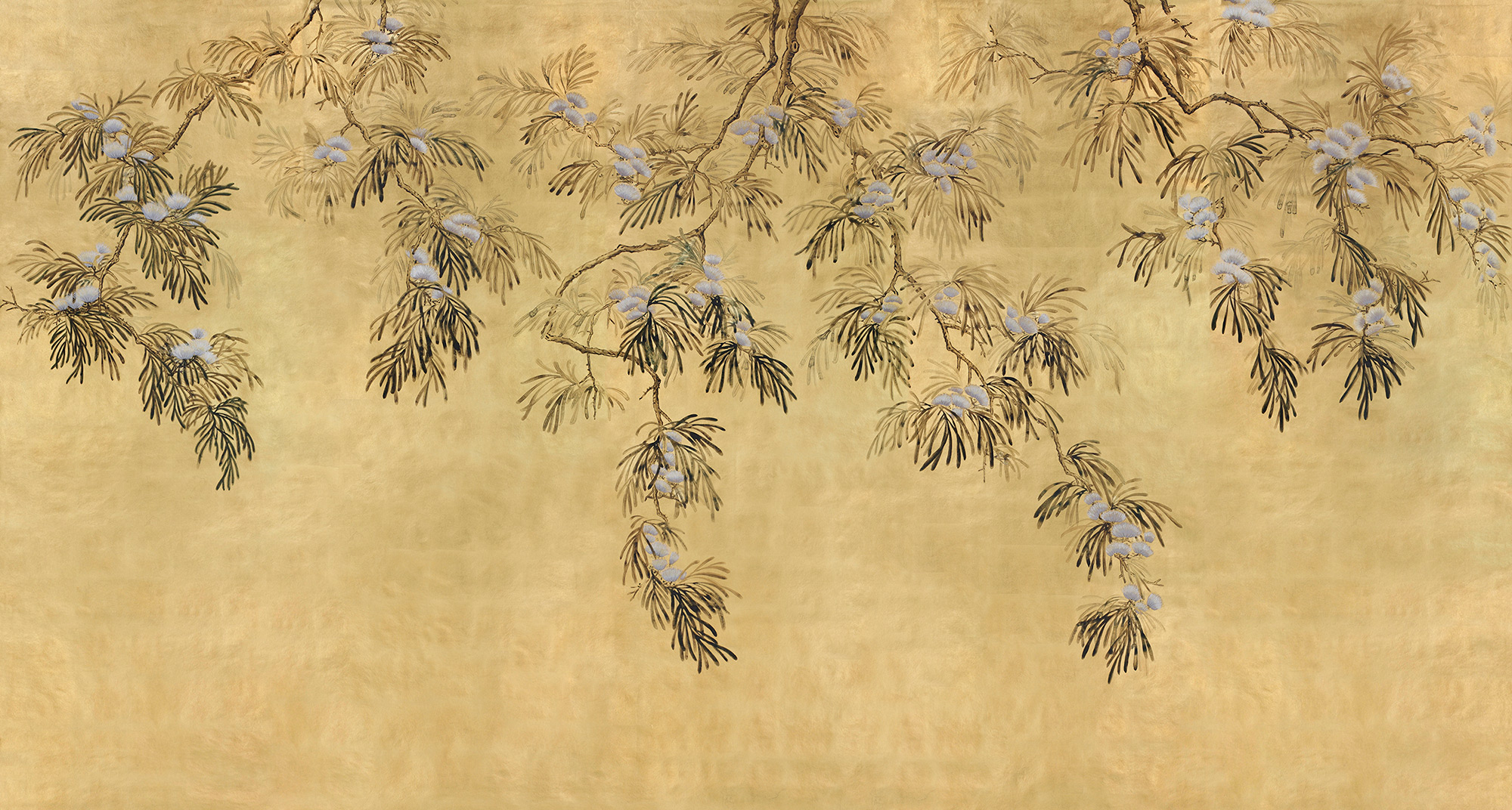 Обои ручная роспись Silk Tree Original colourway on Gold Bullion gilded paper Обои ручная роспись Silk Tree Original colourway on Gold Bullion gilded paper - постер Loft-Concept в Орле