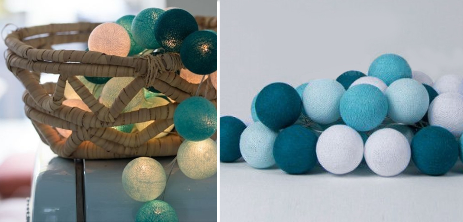 Гирлянда хлопковые фонарики Сotton Ball Aqua - Loft-Concept в Орле