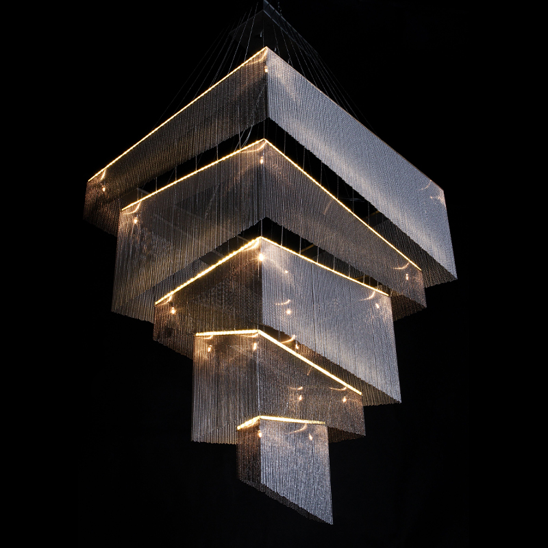 Люстра Серебряные цепочки Willowlamp Geometric Storm Silver Серебряный в Орле | Loft Concept 