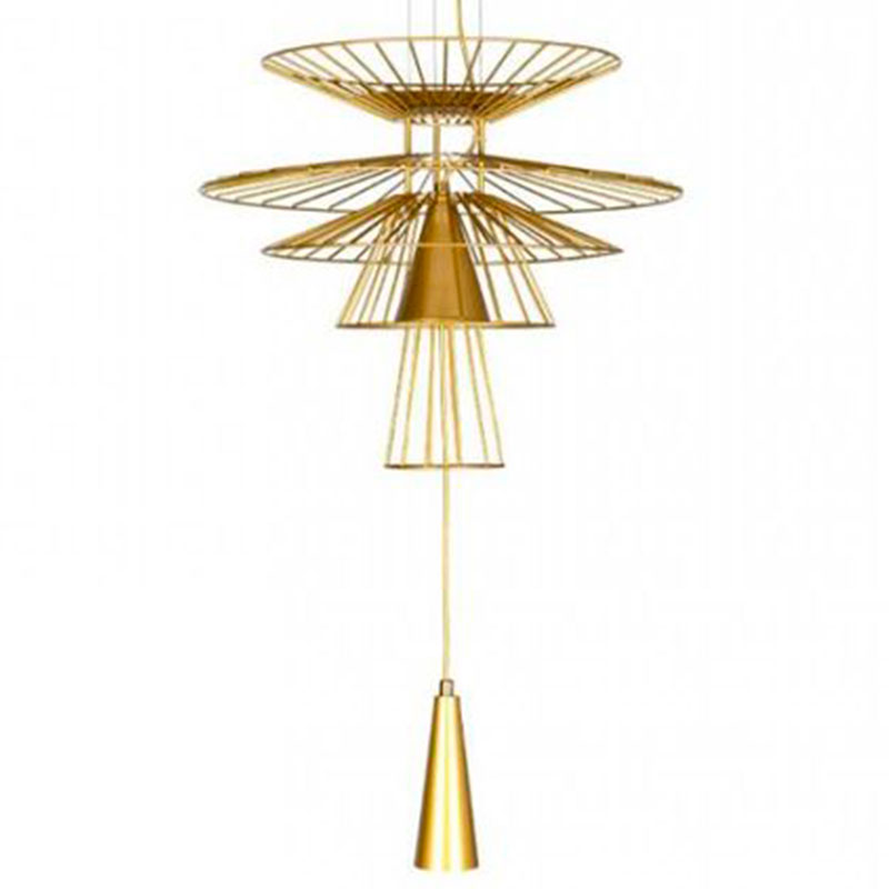 Люстра с металлическим плафоном Shade Metal Chandelier 70 см Золотой Люстра с металлическим плафоном Shade Metal Chandelier 70 см Золотой в Орле | Loft Concept