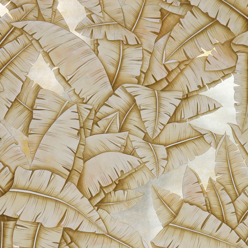 Обои ручная роспись Palms Sand on Tarnished Silver gilded paper with nickel pearlescent antiquing  в Орле | Loft Concept 