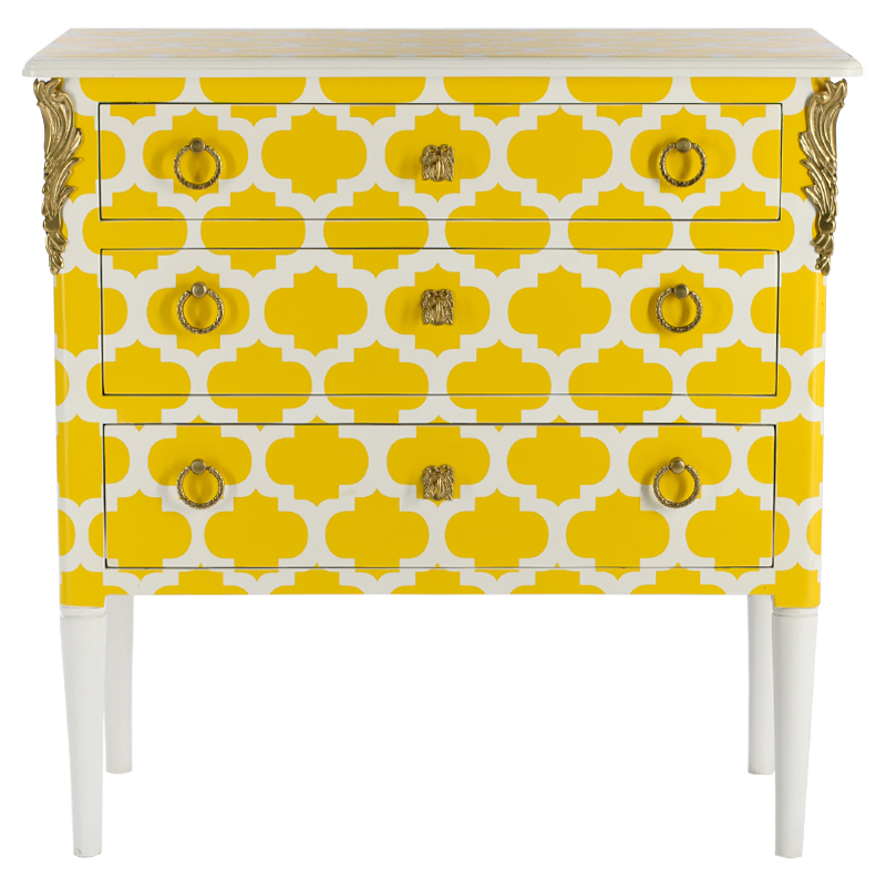 Комод с орнаментом четырехлистник L.XV CHEST OF DRAWERS Garland Желтый Желтый Белый Золотой Комод с орнаментом четырехлистник L.XV CHEST OF DRAWERS Garland Желтый Желтый Белый Золотой в Орле | Loft Concept