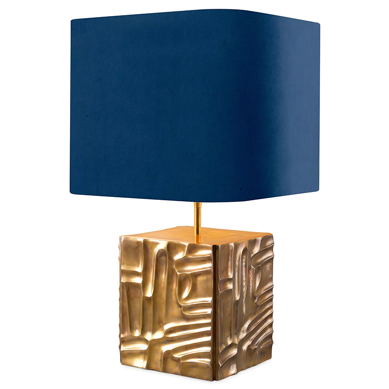 Настольная лампа Eichholtz Table Lamp Oregon Blue Velvet Синий Латунь Настольная лампа Eichholtz Table Lamp Oregon Blue Velvet Синий Латунь в Орле | Loft Concept