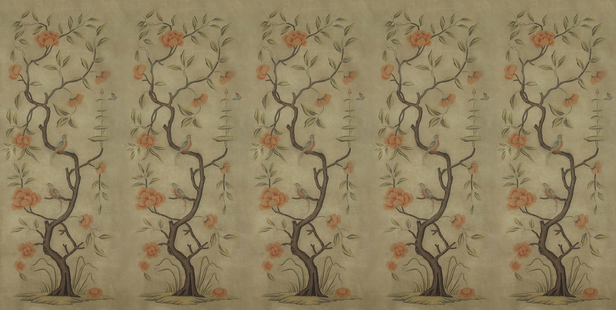 Обои ручная роспись Gustavian Tree of Life Special Colourway on brown Williamsburg Обои ручная роспись Gustavian Tree of Life Special Colourway on brown Williamsburg - постер Loft-Concept в Орле