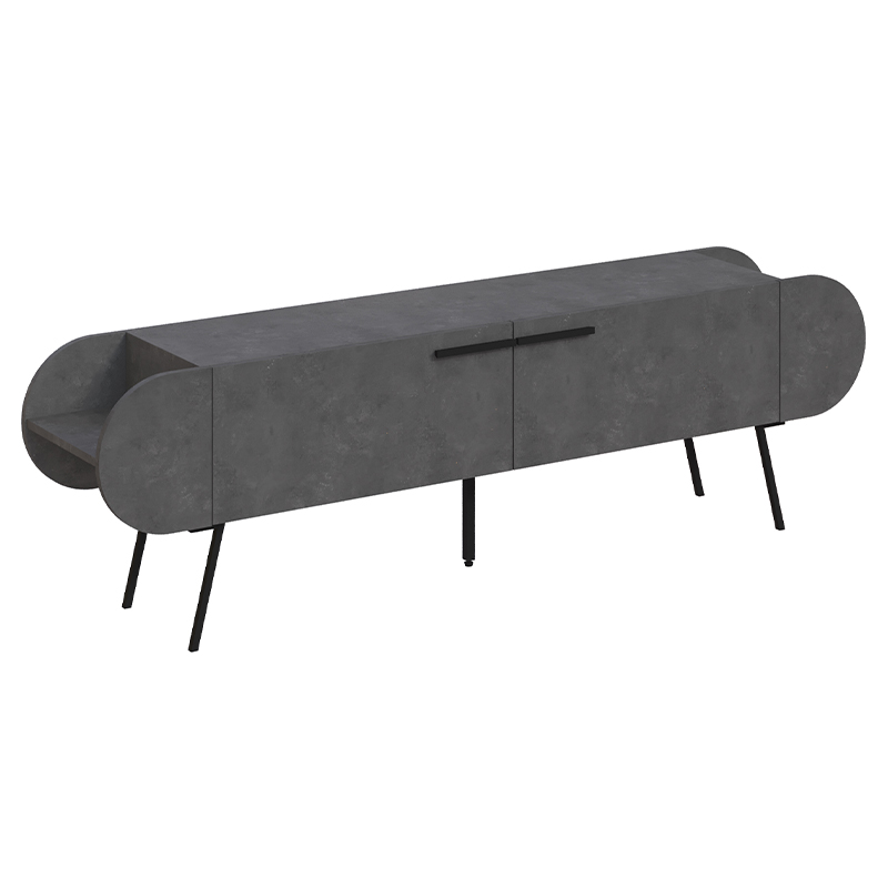 ТВ-тумба серая с 2-мя откидными дверцами и 2-мя открытыми полками CAPSULE TV STAND RETRO GREY Серый Черный ТВ-тумба серая с 2-мя откидными дверцами и 2-мя открытыми полками CAPSULE TV STAND RETRO GREY Серый Черный в Орле | Loft Concept