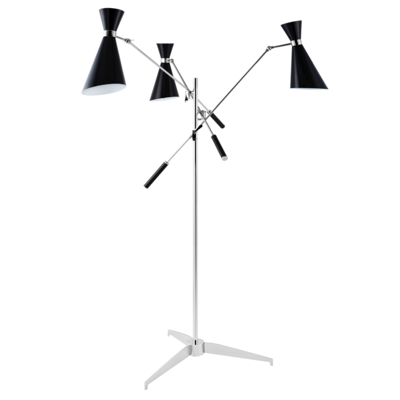 Торшер Stanley FLOR LAMP Черный Хром Торшер Stanley FLOR LAMP Черный Хром в Орле | Loft Concept