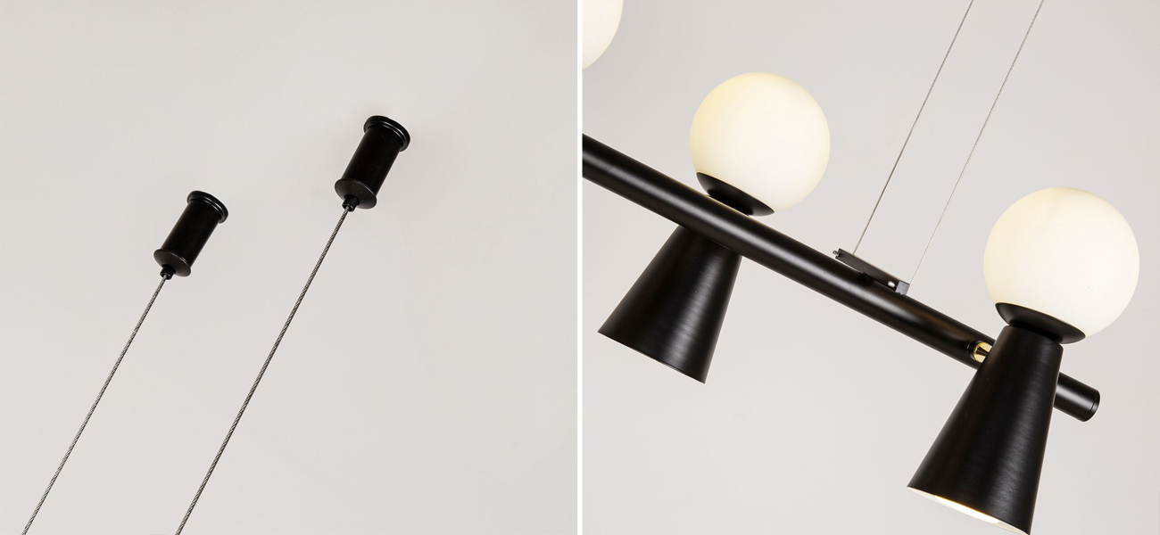 Черная люстра с поворотными плафонами 16 ламп KLAXONS - фото №1