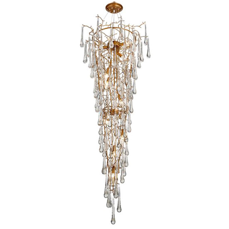 Люстра Waterfall Chandelier Crystal Drops Золотой Прозрачный Люстра Waterfall Chandelier Crystal Drops Золотой Прозрачный в Орле | Loft Concept