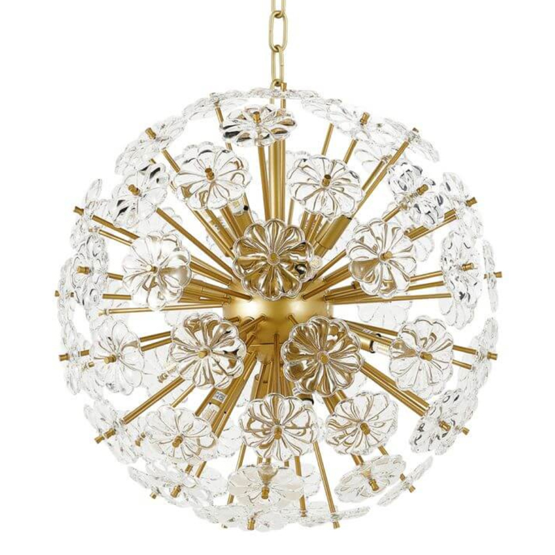 Люстра Glass Flowers Sputnik Chandelier D 48 матовое золото Прозрачное Стекло Люстра Glass Flowers Sputnik Chandelier D 48 матовое золото Прозрачное Стекло в Орле | Loft Concept