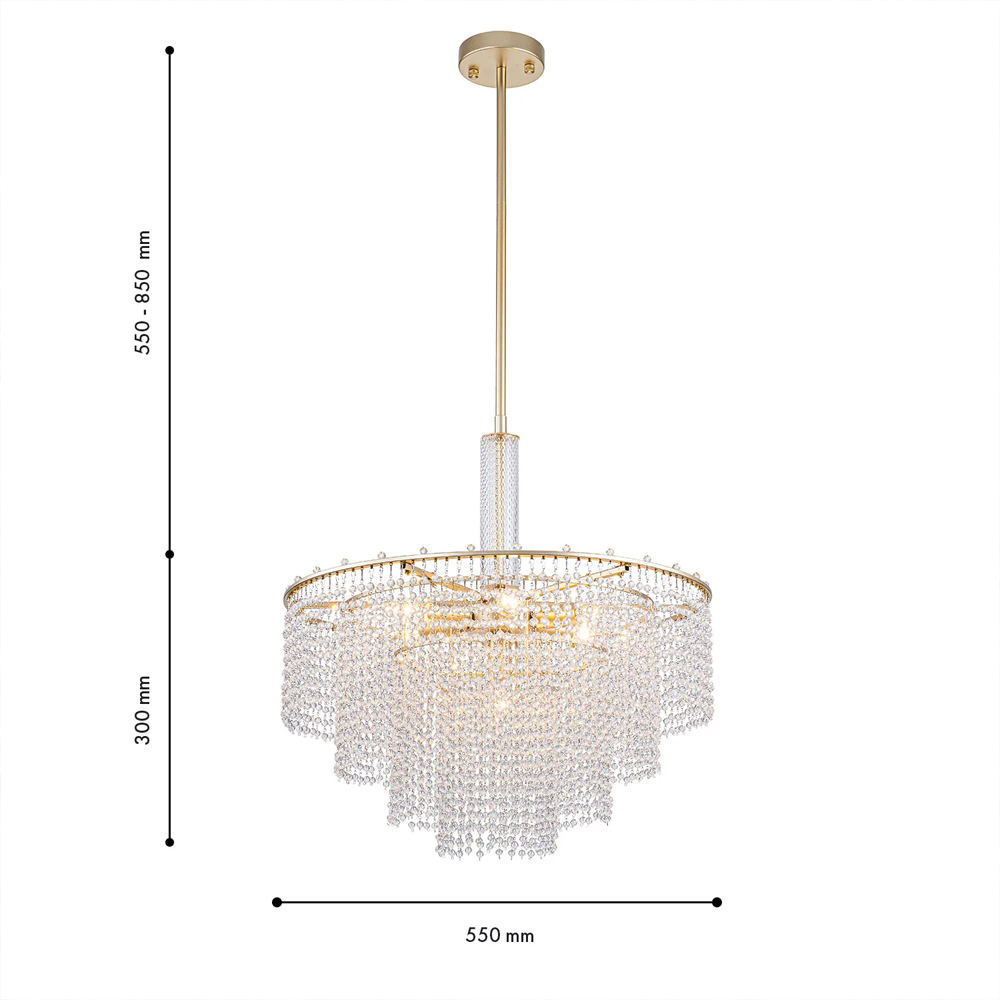 Люстра многоярусная с каскадами кристаллов Crystal Rains в Орле