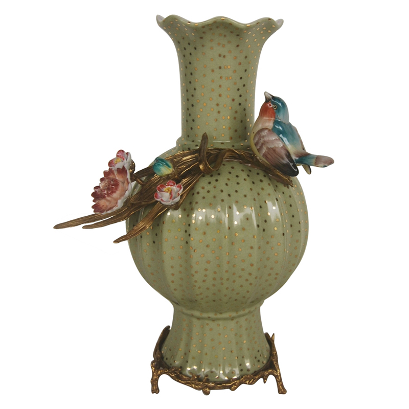 Ваза Bird and Gold Dots Vase Бронза Золотой Мульти Ваза Bird and Gold Dots Vase Бронза Золотой Мульти в Орле | Loft Concept