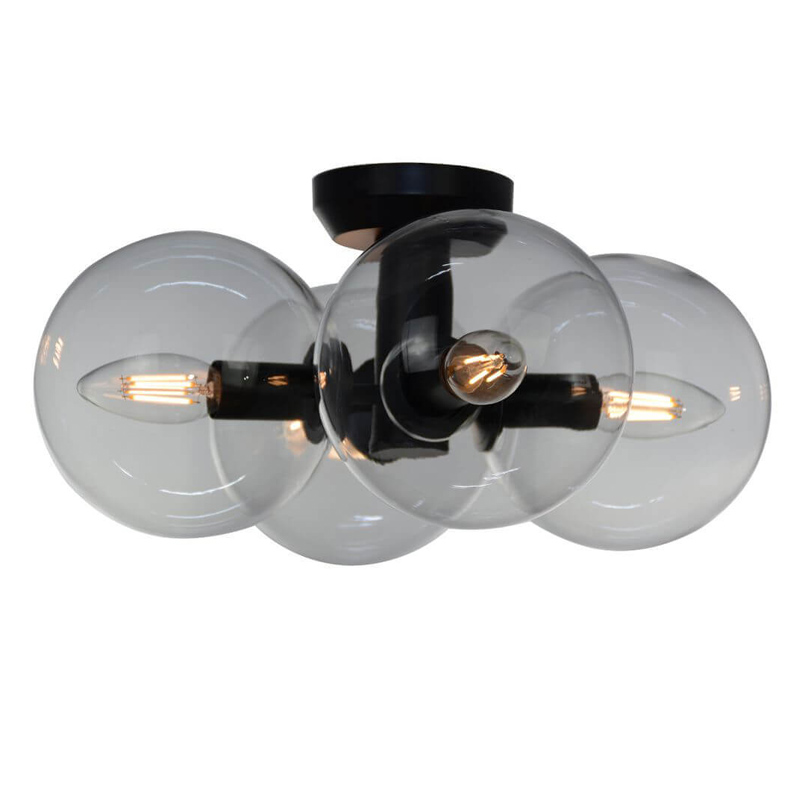 Потолочный светильник Modo 4 Globes Ceiling Lamp 30 Черный Прозрачное Стекло Потолочный светильник Modo 4 Globes Ceiling Lamp 30 Черный Прозрачное Стекло в Орле | Loft Concept