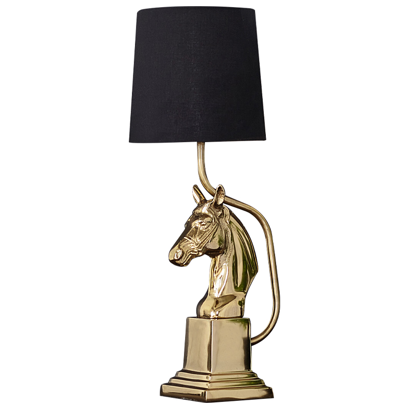 Настольная лампа с абажуром Lampshade Horse Sculpture Gold Черный Глянцевое золото Настольная лампа с абажуром Lampshade Horse Sculpture Gold Черный Глянцевое золото в Орле | Loft Concept