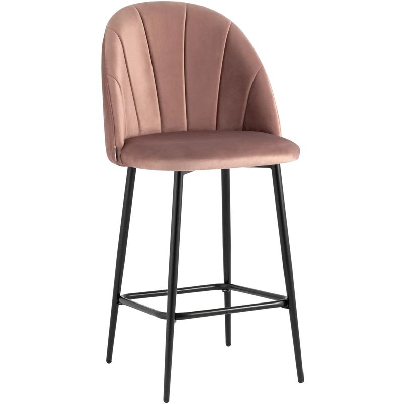 Барный Стул Balsari S Chair Пыльно-Розовый Велюр Розовый пастельный Черный в Орле | Loft Concept 