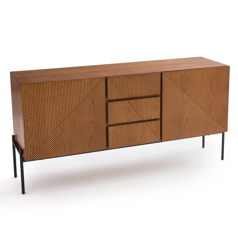 Комод с геометрическим рисунком Anders Chest of drawers с 3-мя ящиками и 2-мя дверцами Темный дуб Комод с геометрическим рисунком Anders Chest of drawers с 3-мя ящиками и 2-мя дверцами Темный дуб в Орле | Loft Concept