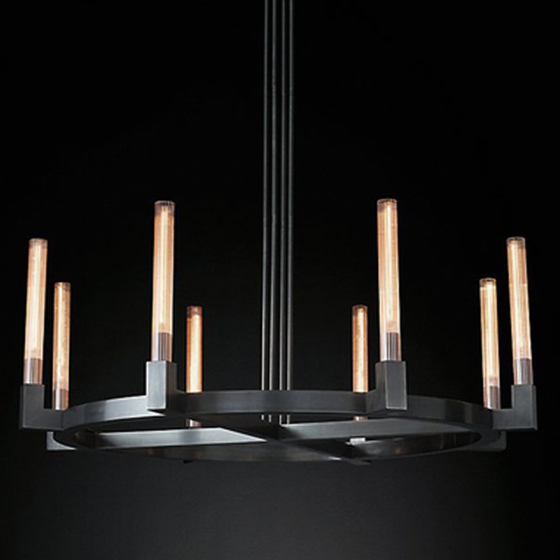 Люстра RH CANELLE Round Chandelier 8 Modern Black Черный Люстра RH CANELLE Round Chandelier 8 Modern Black Черный в Орле | Loft Concept