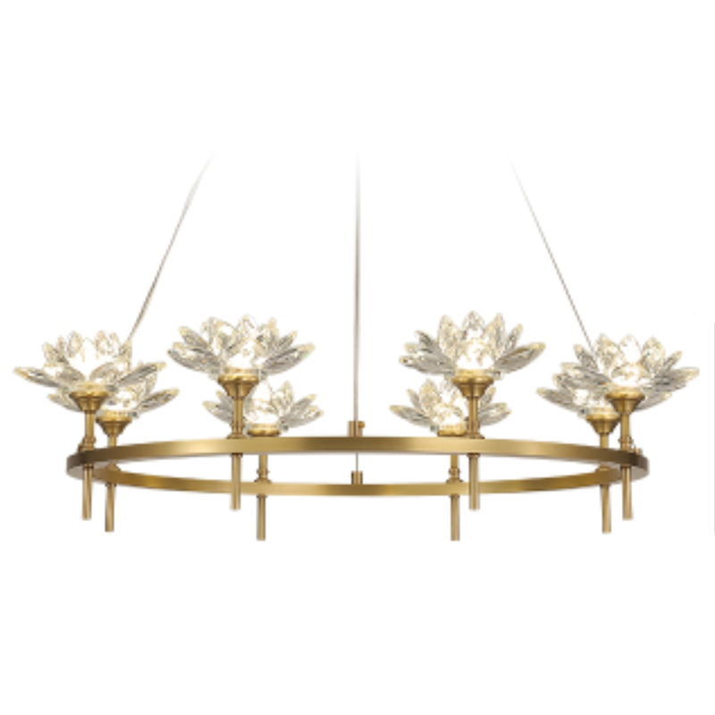 Люстра Хрустальные Цветы Лотоса Lotus flower Clear Glass lamp 8 Латунь Прозрачное Стекло Люстра Хрустальные Цветы Лотоса Lotus flower Clear Glass lamp 8 Латунь Прозрачное Стекло в Орле | Loft Concept