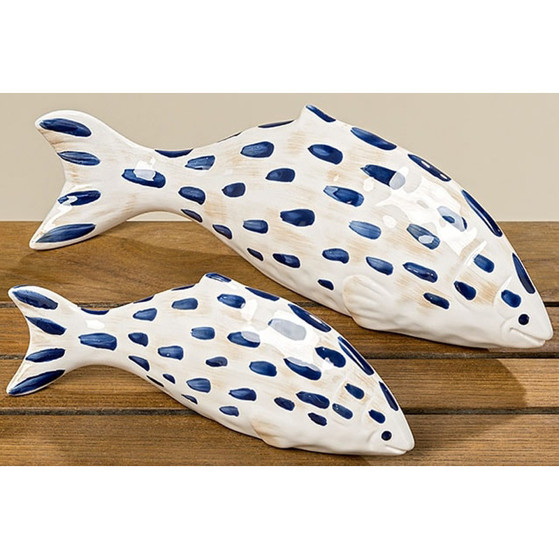 Статуэтка Fish Blue & White Белый Синий Статуэтка Fish Blue & White Белый Синий в Орле | Loft Concept