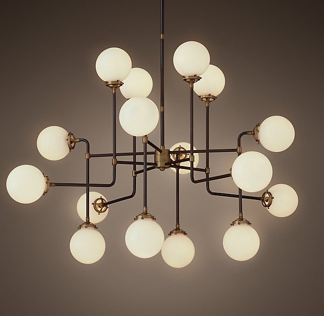 Люстра Bistro Globe Clear Glass Chandelier 16 Milk Черный Люстра Bistro Globe Clear Glass Chandelier 16 Milk Черный в Орле | Loft Concept