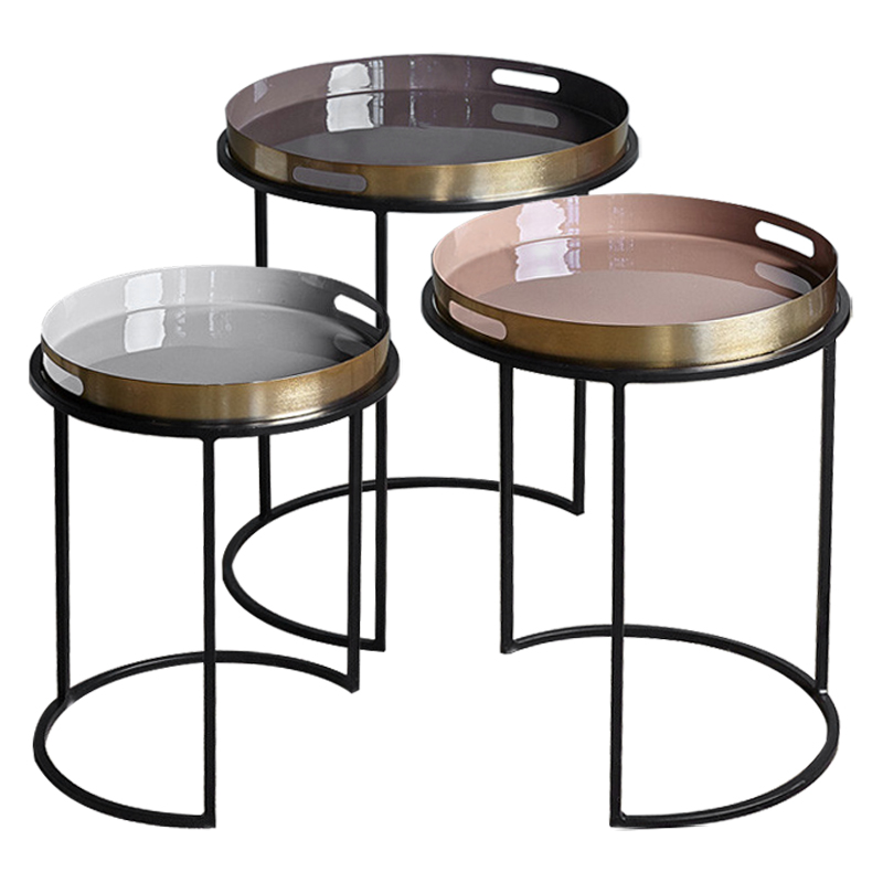 Комплект приставных столиков Bailey Side Tables Латунь Черный Белый Дымчатая Роза Коричневый Комплект приставных столиков Bailey Side Tables Латунь Черный Белый Дымчатая Роза Коричневый в Орле | Loft Concept