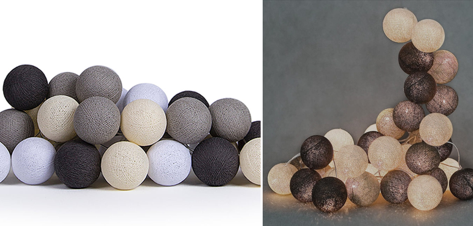 Гирлянда хлопковые фонарики Сotton Ball Taupe - Loft-Concept в Орле