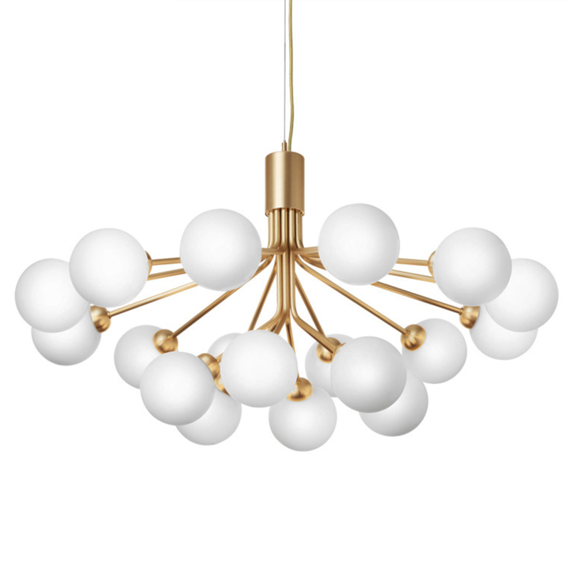 Люстра Berries Chandelier White Balloons Gold 18 Золотой Белое матовое стекло Люстра Berries Chandelier White Balloons Gold 18 Золотой Белое матовое стекло в Орле | Loft Concept