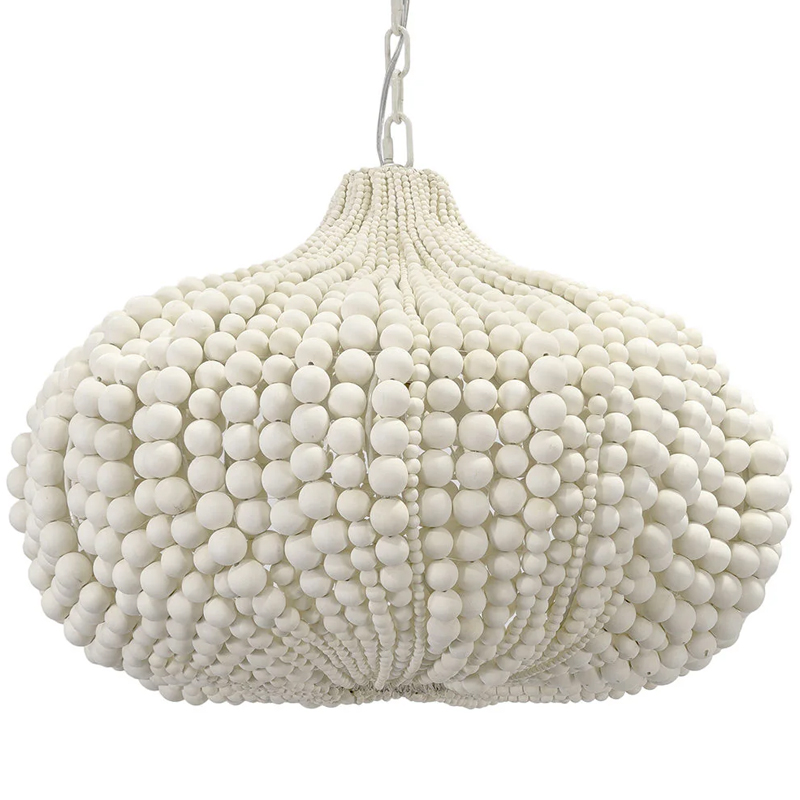 Люстра декорированная белыми деревянными бусинами White Wooden Beads Chandelier Белый Люстра декорированная белыми деревянными бусинами White Wooden Beads Chandelier Белый в Орле | Loft Concept