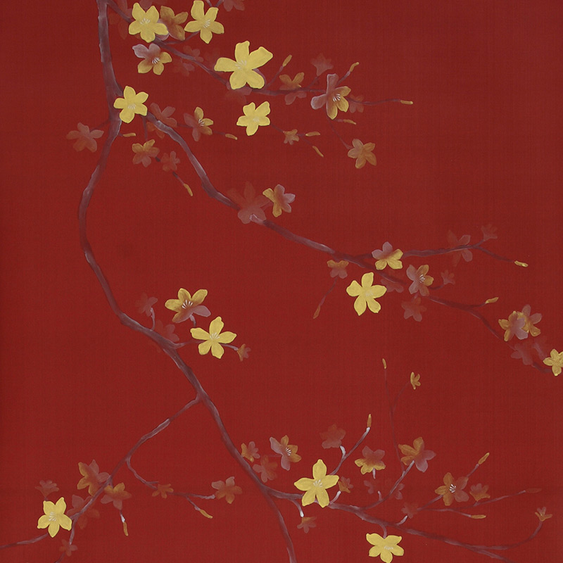 Обои ручная роспись Cherry Tree Special Colourway on Scarlet Lady dyed silk Обои ручная роспись Cherry Tree Special Colourway on Scarlet Lady dyed silk в Орле | Loft Concept