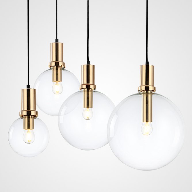 Подвесной светильник Glass Globe Gold Прозрачное Стекло Золотой Подвесной светильник Glass Globe Gold Прозрачное Стекло Золотой в Орле | Loft Concept