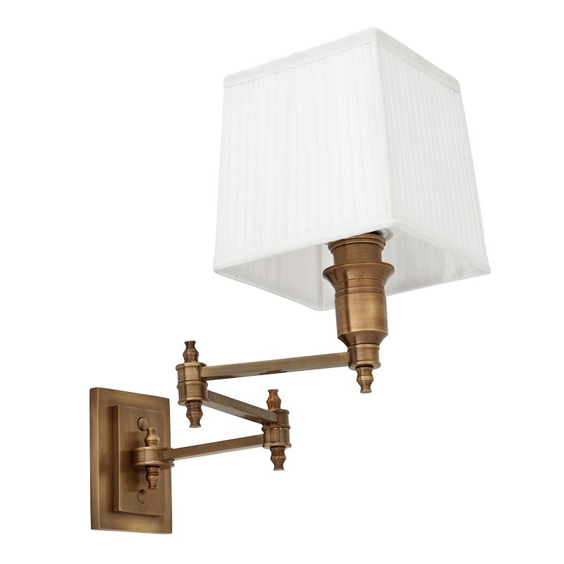 Бра Wall Lamp Lexington Swing Brass+White Латунь Античная полированная Белый Бра Wall Lamp Lexington Swing Brass+White Латунь Античная полированная Белый в Орле | Loft Concept