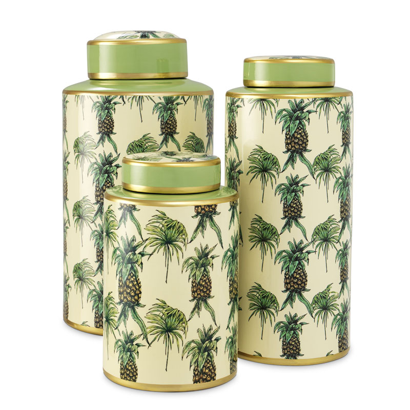 Комплект Ваз Eichholtz JAR PINEAPPLE SET OF 3 Бежевый Золотой Зеленый Комплект Ваз Eichholtz JAR PINEAPPLE SET OF 3 Бежевый Золотой Зеленый в Орле | Loft Concept