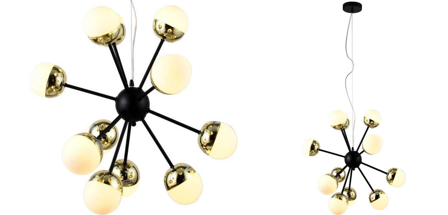 Люстра Sputnik White and Gold Globe Chandelier 12 - фото