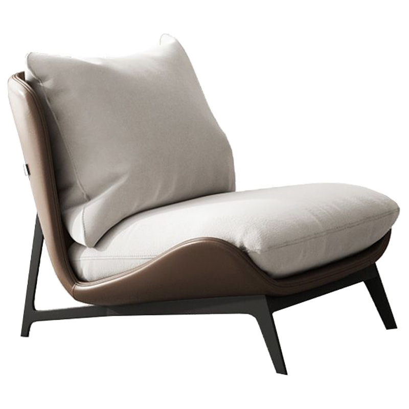 Кресло Maxwell White Textile Leather Armchair Белый Коричневый Черный Кресло Maxwell White Textile Leather Armchair Белый Коричневый Черный в Орле | Loft Concept