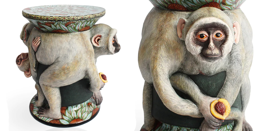 Табурет Обезьяна с фруктом ручная работа Monkey Side Table Табурет Обезьяна с фруктом ручная работа Monkey Side Table - Loft-Concept в Орле