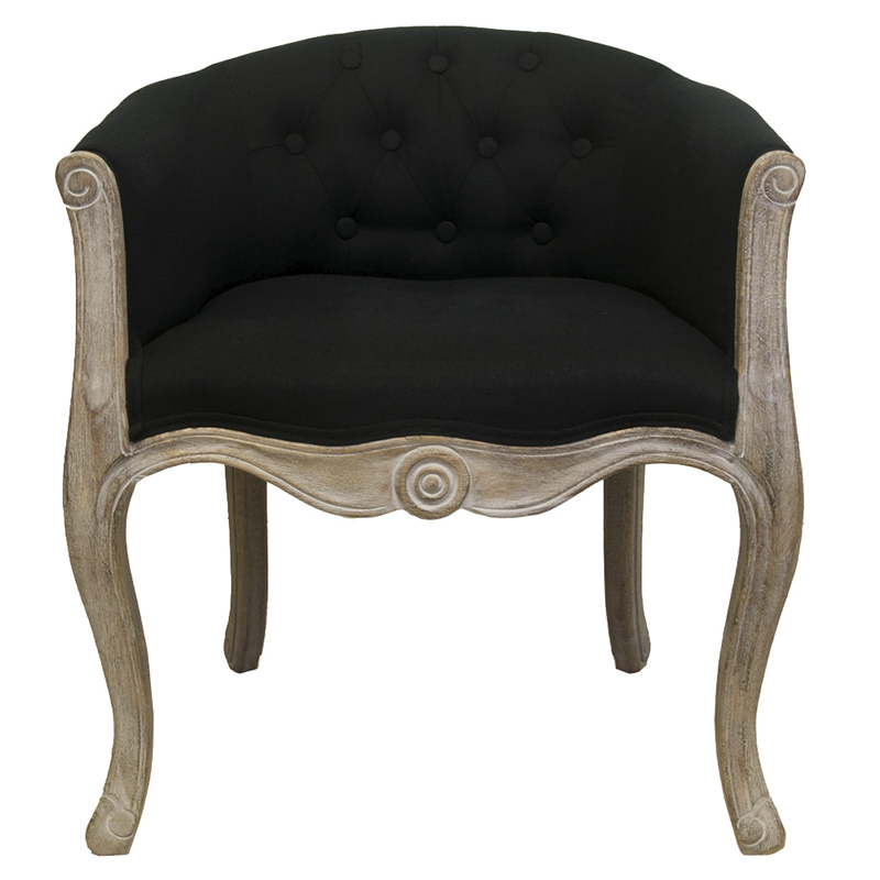Кресло низкое в стиле прованс Louis French Armchair black flax Черный Бежево-серый Кресло низкое в стиле прованс Louis French Armchair black flax Черный Бежево-серый в Орле | Loft Concept