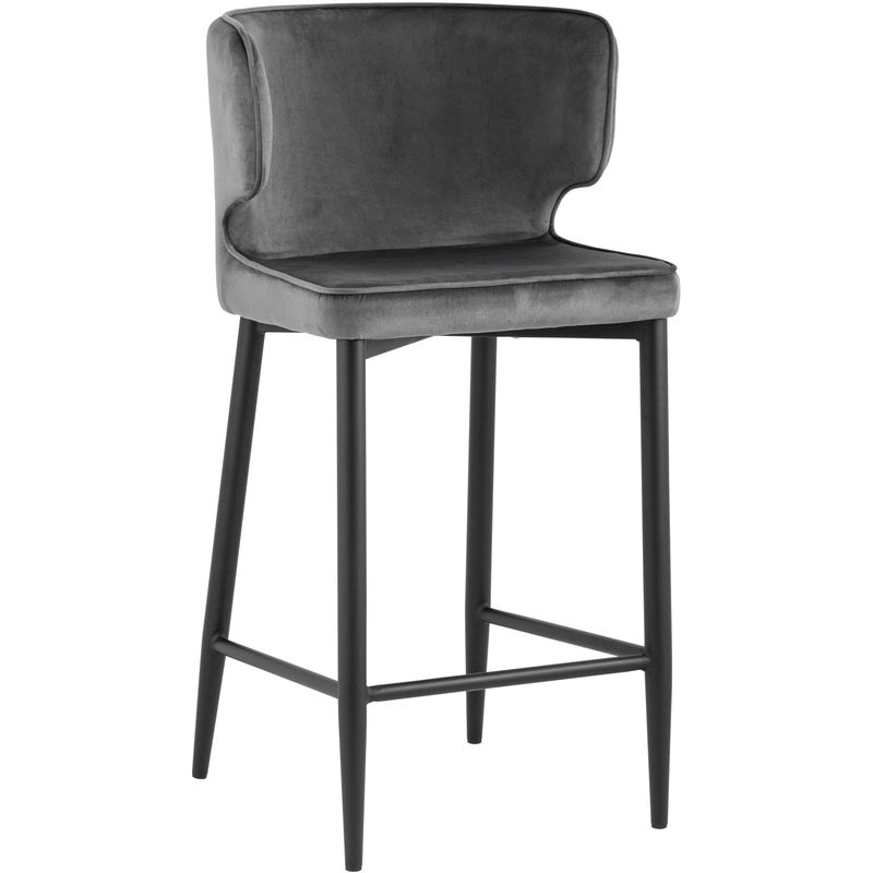 Стул Полубарный Chair посадка 65 см Серый Велюр Серый Черный Стул Полубарный Chair посадка 65 см Серый Велюр Серый Черный в Орле | Loft Concept