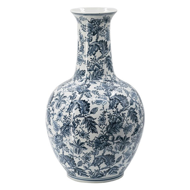 Ваза с классическим узором шинуазри синего цвета Blue & White Ornament Белый Синий Ваза с классическим узором шинуазри синего цвета Blue & White Ornament Белый Синий в Орле | Loft Concept