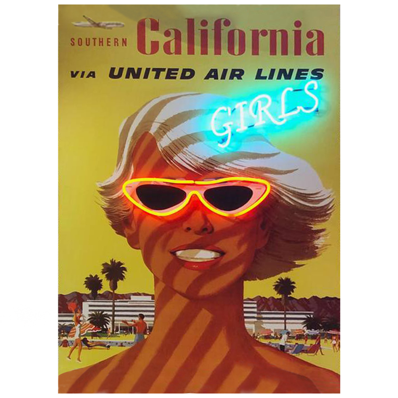 Неоновый Ретро Постер California Girls Мульти в Орле | Loft Concept 
