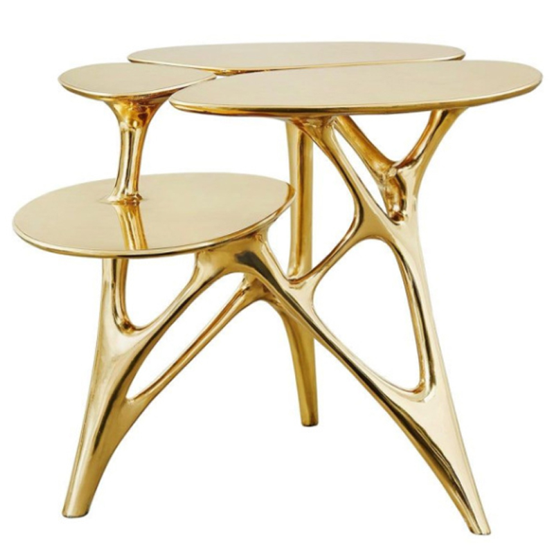 Дизайнерский приставной столик Lotus Small Side Table or End Table Brass by Zhipeng Tan Золотой Дизайнерский приставной столик Lotus Small Side Table or End Table Brass by Zhipeng Tan Золотой в Орле | Loft Concept