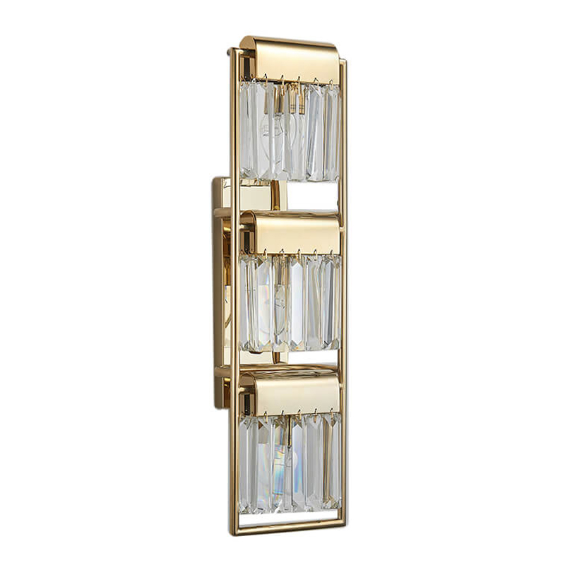 Бра Crystal Pendants gold 3 Глянцевое золото Прозрачное Стекло в Орле | Loft Concept 