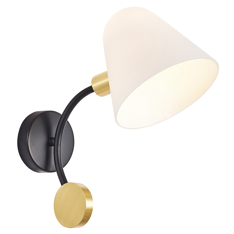 Бра с белым матовым плафоном Wind Bells Белый Золотой Черный Бра с белым матовым плафоном Wind Bells Белый Золотой Черный в Орле | Loft Concept
