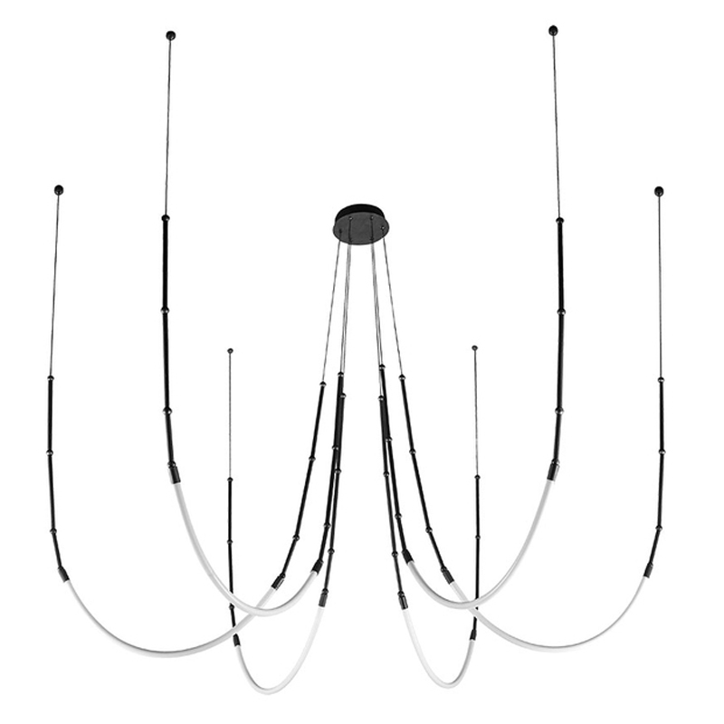 Люстра подвесная с изогнутыми черно-белыми линиями Luke Lampco Tracer Lamp Черный Белый Люстра подвесная с изогнутыми черно-белыми линиями Luke Lampco Tracer Lamp Черный Белый в Орле | Loft Concept
