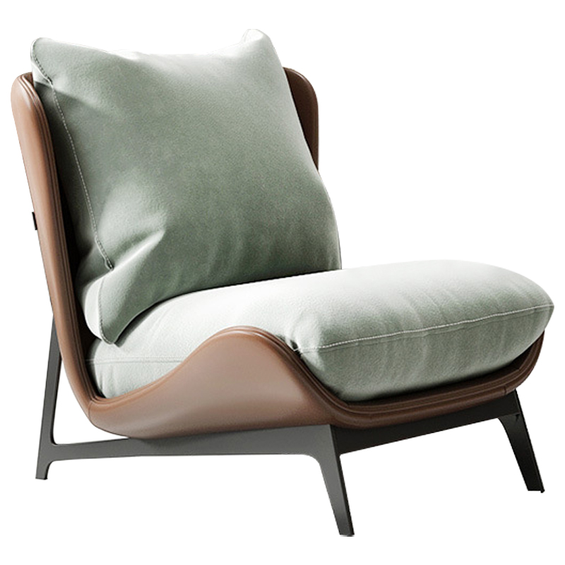 Кресло Maxwell Green Textile Leather Armchair Зеленый шалфей Коричневый Черный Кресло Maxwell Green Textile Leather Armchair Зеленый шалфей Коричневый Черный в Орле | Loft Concept