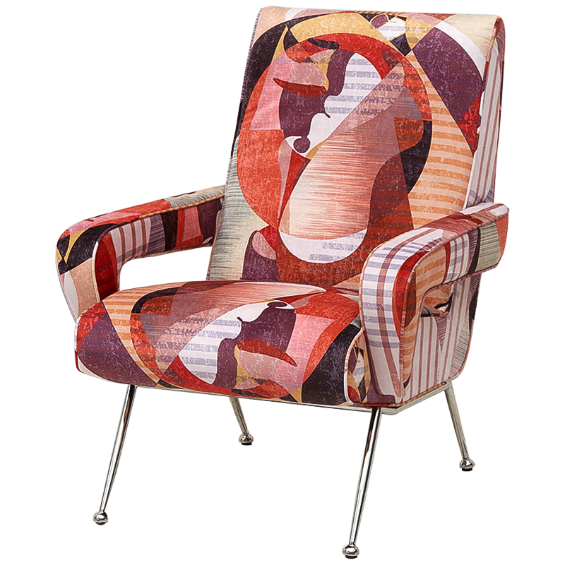 Кресло Face Geometric Print Armchair Мульти Красный Серебряный Кресло Face Geometric Print Armchair Мульти Красный Серебряный в Орле | Loft Concept