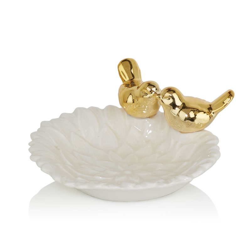Блюдо Decorative Dish Birds Kiss Белый Глянцевое золото Блюдо Decorative Dish Birds Kiss Белый Глянцевое золото в Орле | Loft Concept