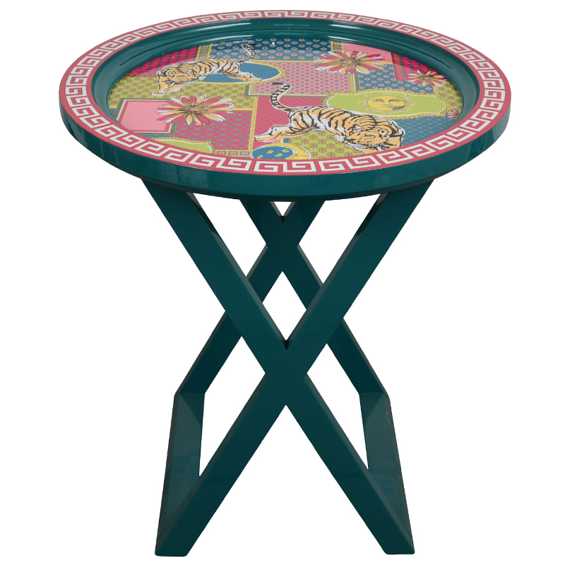 Приставной стол Tigers Painted Round Countertop Side Table Изумрудный Мульти Приставной стол Tigers Painted Round Countertop Side Table Изумрудный Мульти в Орле | Loft Concept